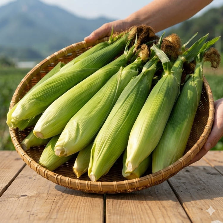 괴산 청천에서 수확한 찰옥수수